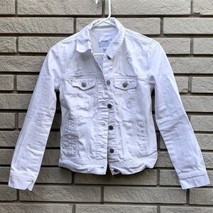 Old Navy White Distressed Denim Jacket XS